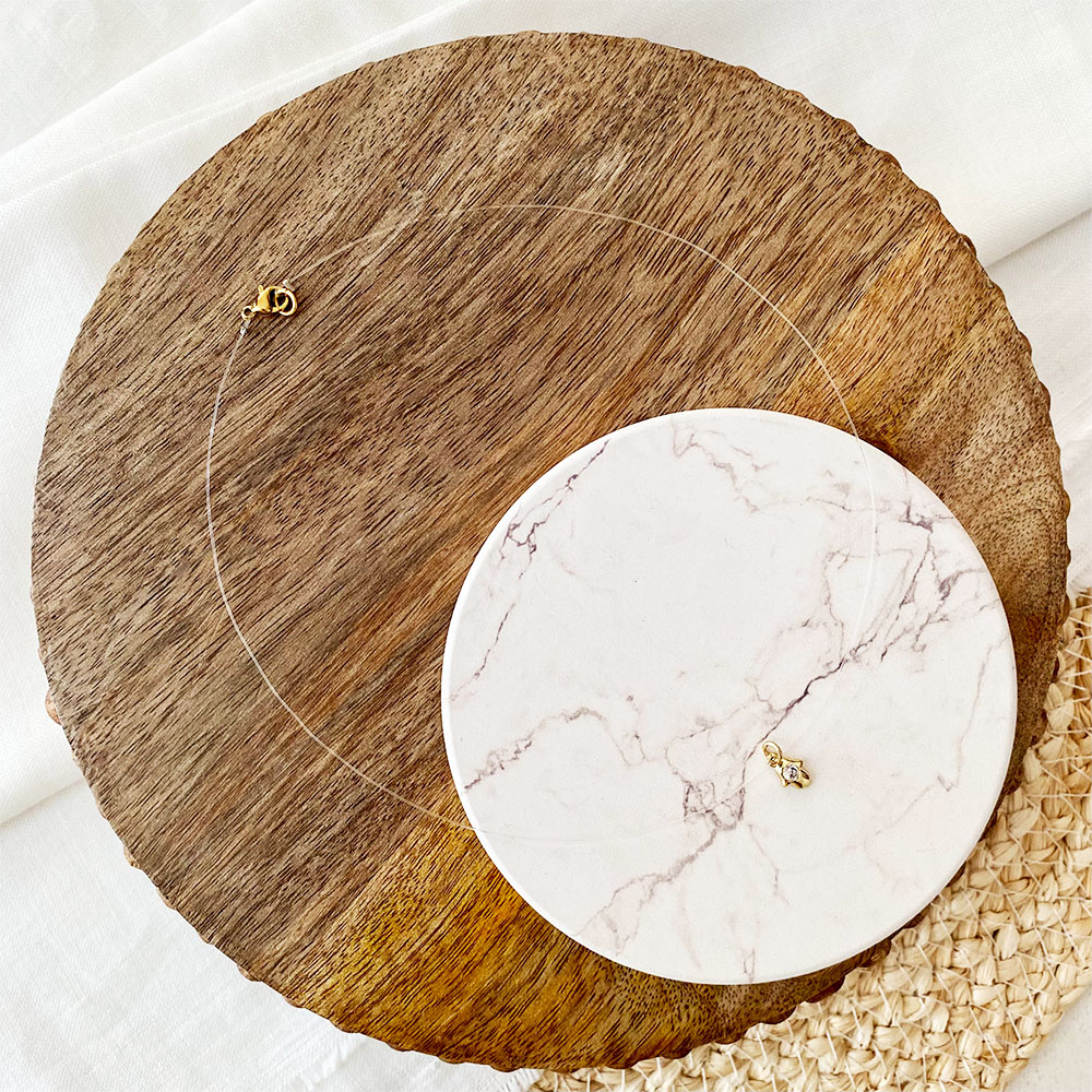 CN004 COLLAR NYLON HAMSA DORADA 1