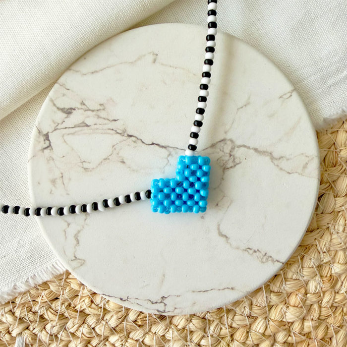 COLLAR MINI PUTUMAYO CORAZÓN CELESTE