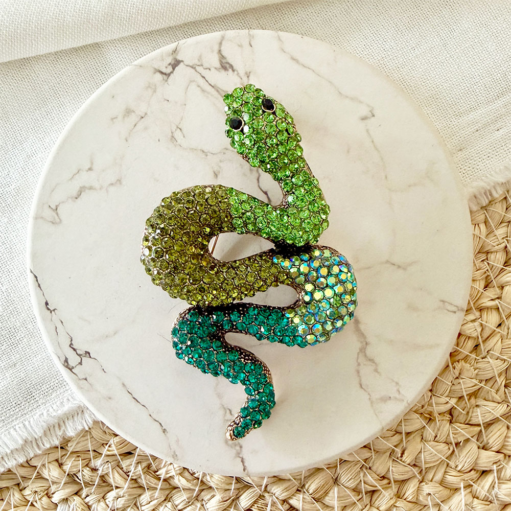 PIN023A PIN SERPIENTE CIRCONES VERDE