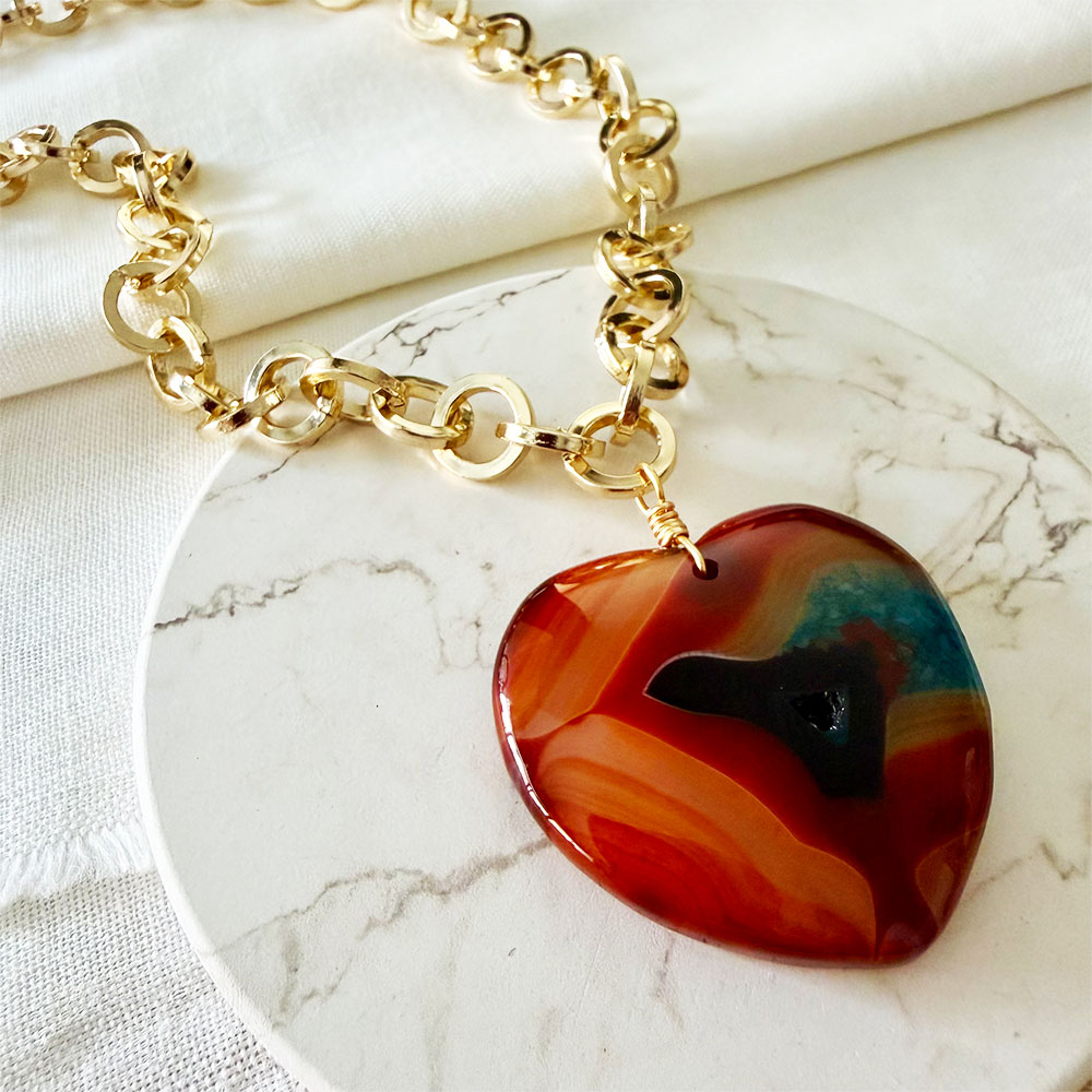 KOC321 COLLAR MAXI CORAZON CAFE - AZUL 2