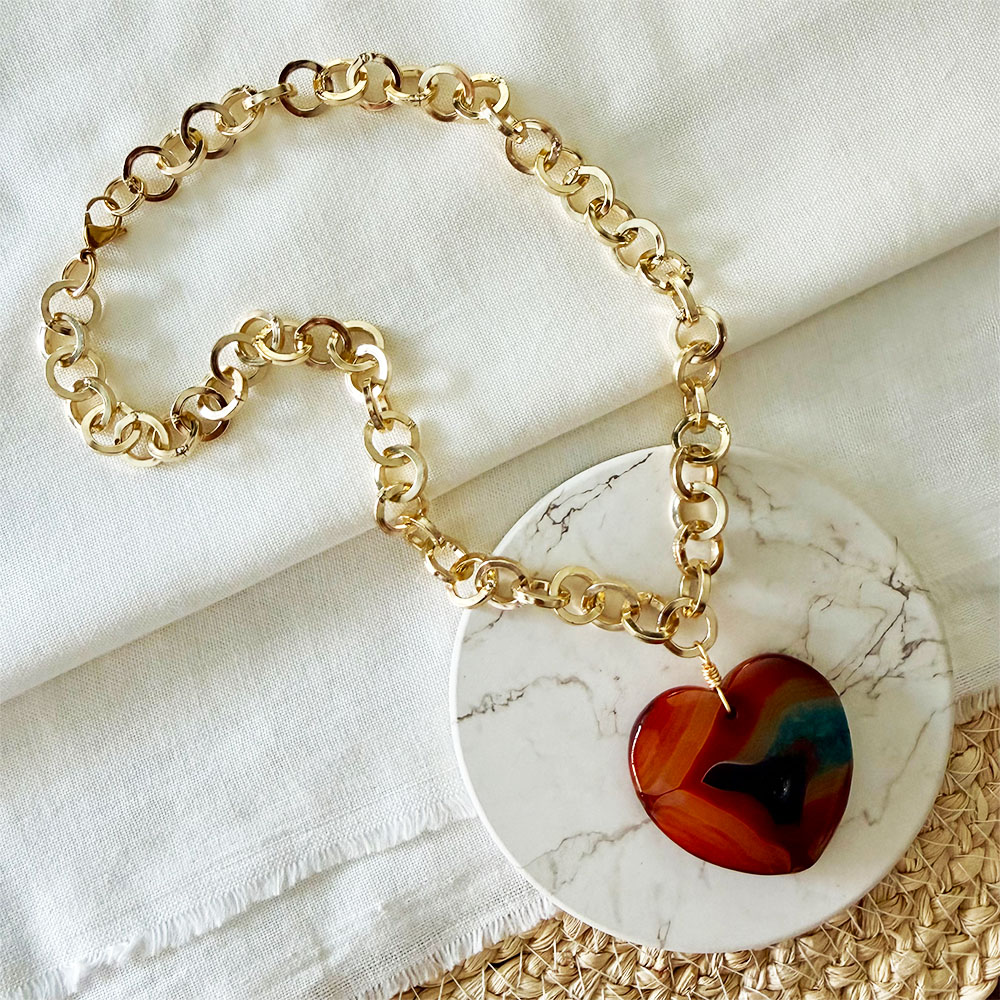 KOC321 COLLAR MAXI CORAZON CAFE - AZUL