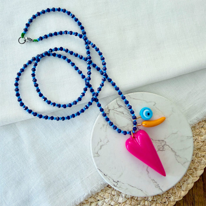 COLLAR LARGO LOVE KITSCH FUCSIA