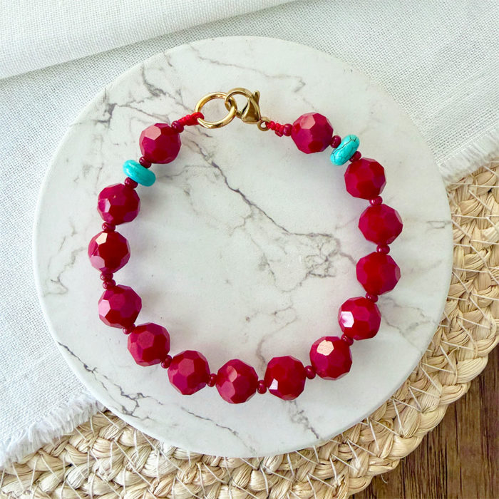 PULSERA ORIA ROJO Y TUQUESA